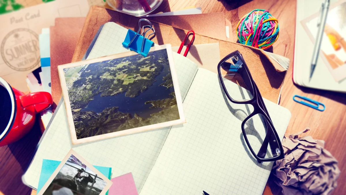 An anthropologist’s map and glasses